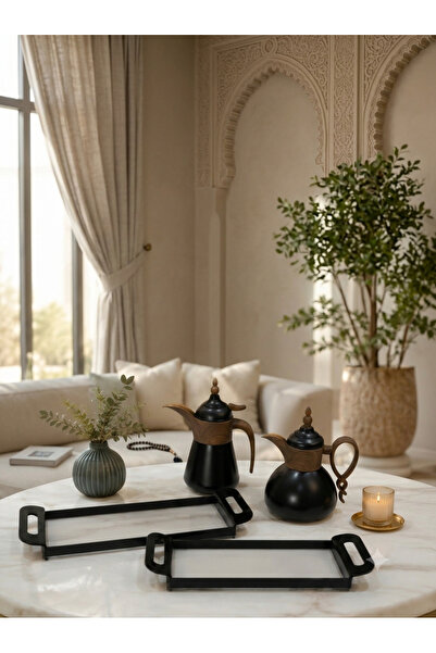 Generic Brand Luxury Elegant Tea and Coffee Set in Black and Natural Wood wit...