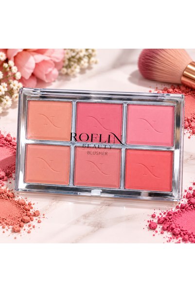ROFLIN باليت بلاشر روفلين بيوتي بستة ألوان متنوعة من الوردي والخوخي والكورال،...