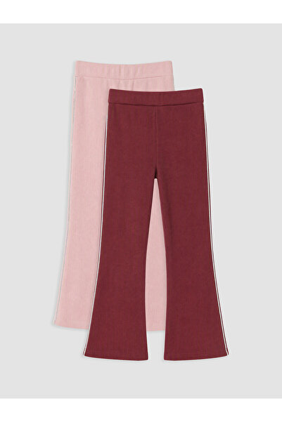 LC Waikiki Nevavm Lcw Kids Burgundy Plain Tight & Slim Elastic Waist Girls' L...
