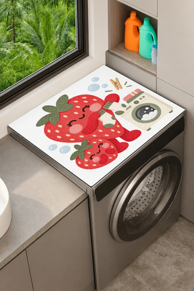 Valerine Life Clothes Dryer Top Organizer Mat Liquid-Proof Cover Strawberry Joy