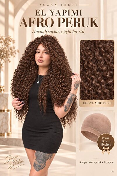 Suzan Peruk Afro Kıvırcık Peruk- Kabarık afro El yapımı Fiber Kanekelon özel ...