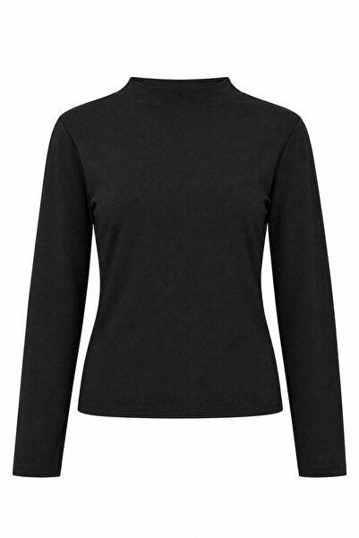 Juuuj Black Cotton Flexible Lycra Fabric Turtleneck Long Sleeve Slim Fit Knit...