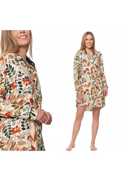 MORAJ Cămașă de noapte cu nasturi din viscoză, pijama de damă cu mâneci lungi...