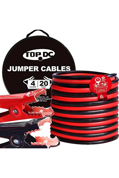 GENERAL TOPDC 4 Gauge 20 Feet Jumper Cables for Car, SUV and Trucks Battery, ...