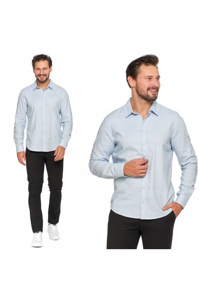 MORAJ Cămașă de in pentru bărbați cu mânecă lungă, ușoară, elegantă, clasică,...