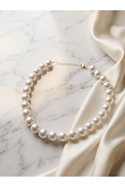 La sauvagine Women's White Large Grain 16 mm Giant Pearl Choker Necklace