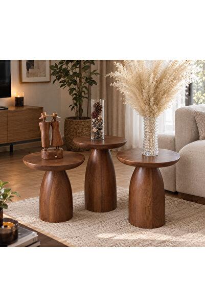 IHLAMUR WOOD DESİGN Mantar sehpa (Bohem)(Ceviz renk)