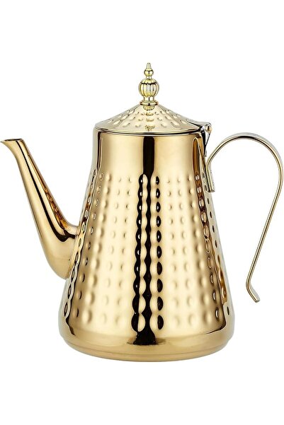 Tazweeq Stainless Steel Hammer Patterned Teapot, Loose Leaf Cover, With Remov...