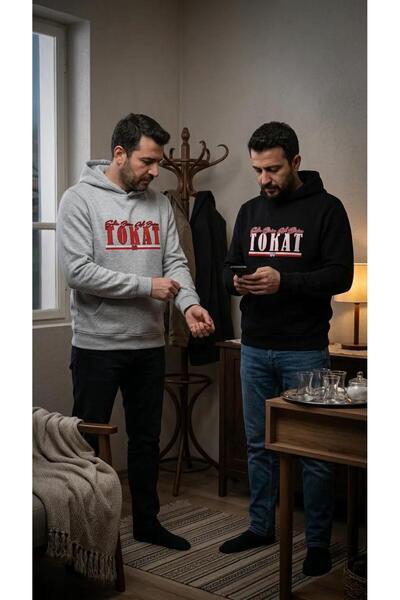 SARI Tokat Şehi̇r Bi̇zi̇m Aşk Bi̇zi̇m 3 Yarn Sharp Hoodie Fleece