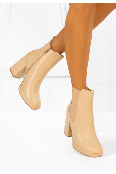 B T Shoes Γυναικεία μποτάκια Chelsea Acselia μπεζ