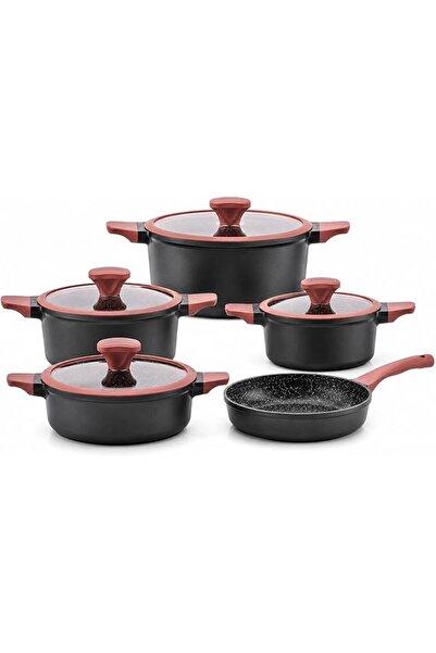 Perfect Kitchen 9-Piece Non-Stick Granite Cookware Set, 5mm Thick, Induction ...