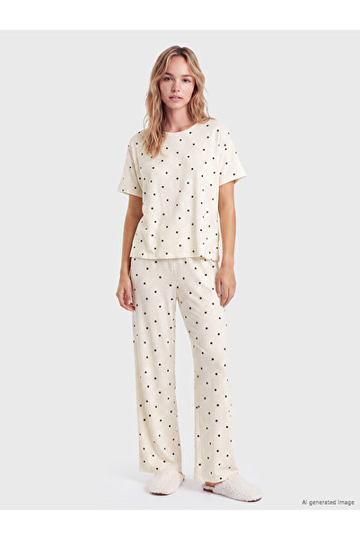 LC Waikiki Alita City with a Difference, Lcw Dream Ecru Combed Cotton Polka D...
