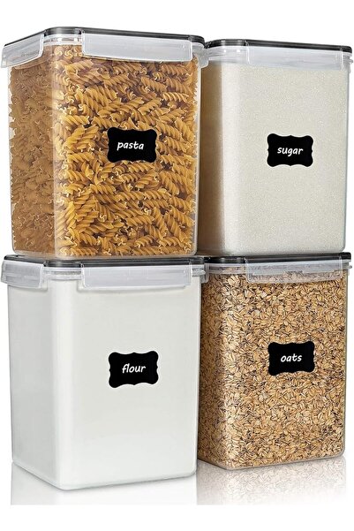 Vtopmart 4 Pack Plastic Storage Containers for Flour, Cereal, 5.2L/175oz
