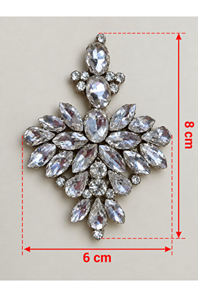 Ornaments Ütüyle Yapışan Taşlı Motif broş Kristal Gümüş Aksesusar taşlı 1 adet