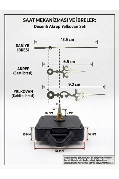 Silvanature Desenli akrep-yelkovan-saniye-askılı 16 Mm Şaft - Akar Saat Mekan...