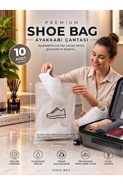 Liber Ayakkabı Taşıma saklama torbası 10 adet 30x42 cm valiz içi düzenleyici ...