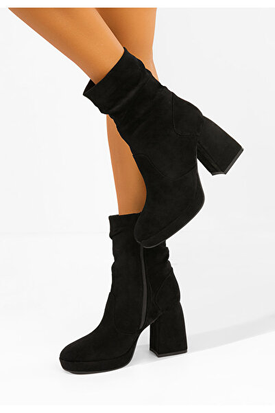 B T Shoes Ανελίζ μαύρα κοντοτάκουνα μποτάκια