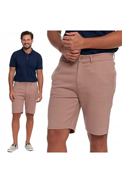 MORAJ Pantaloni scurți bărbați cu buzunare cu fermoar, eleganți, de vară, L, BEJ