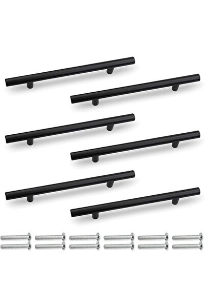 Aputue Matte Black Cabinet Pulls, Set of 6 Sleek Cabinet Knobs and Pulls, Rus...
