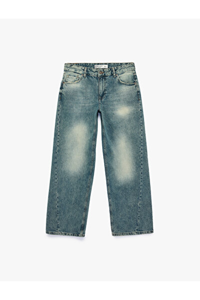 Koton Cotton Pocketed Low Waist Straight Leg Baggy Denim Trousers - Baggy Jeans