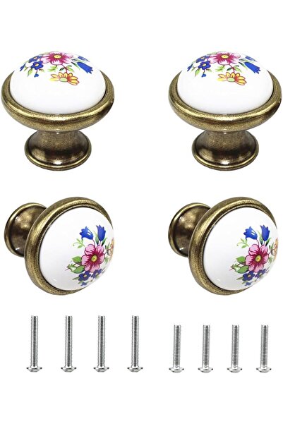 ASKIND 4Pcs Vintage Round Cabinet Knobs, Ceramic Knob, Furniture Knobs, Drawe...