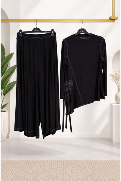 Nurcan Çetin 26557 Fringe Detailed Sporty Stitched Tunic Trouser Set