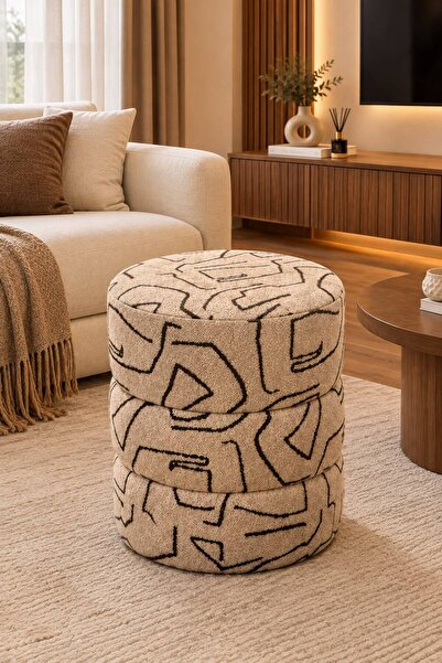 Lotus Zerona Home Çok Amaçlı Desenli Kumaş Dekoratif Puf&Bench Koltuk