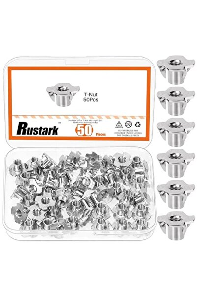 Rustark 50Pcs M6x10mm Nickle Four-jaw Tee Nuts Assortment Kit Metric T Nut 4 ...