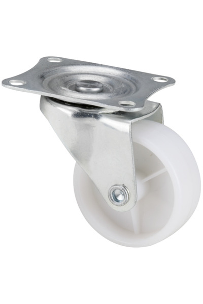 Evotools Roata Mobila Pivotanta cu Flansa din PVC Alb, Diametru 40mm, Fara Fr...