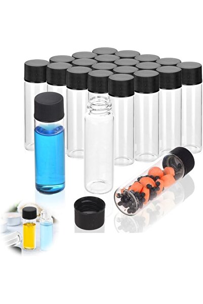 KASTWAVE Clear Small Glass Vials with Screw Caps, Small Clear Lab Sample Vial...