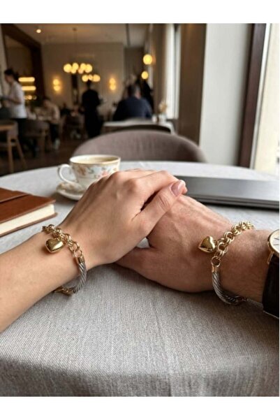 Rostil Efect Unisex Bicolor Stainless Steel Bracelet – Twisted Design and Hea...