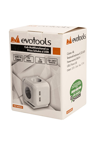 Evotools Cub Multifunctional cu Priza Schuko si USB —