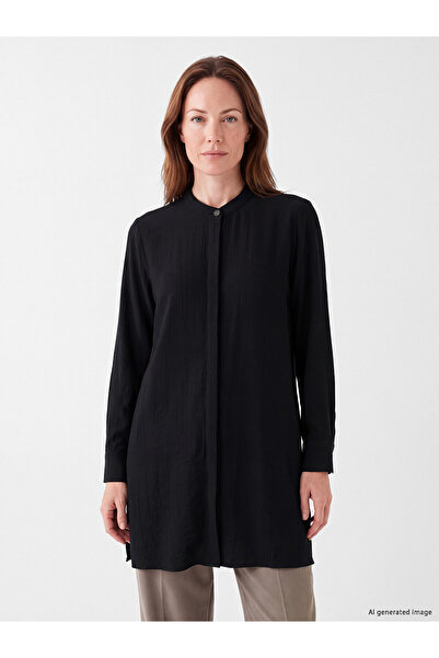 LC Waikiki Nevavm Lcw Grace Black Judge Collar Women's Shirt Tunic with a Dif...