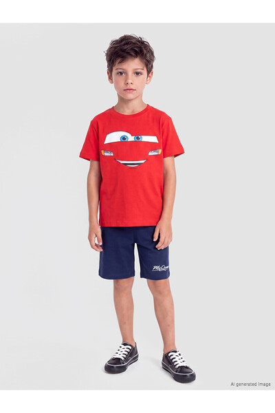 LC Waikiki Peak New Season Red Cars Printed Boys' Shorts Pajama Set