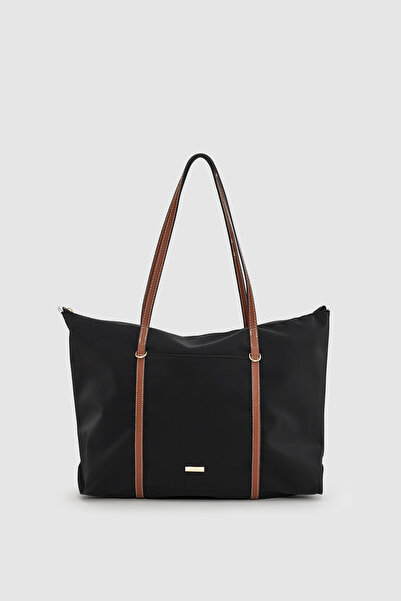 Sargınlar Vicenza Paraşüt Kumaş Şeritli Shopper Çanta Taba