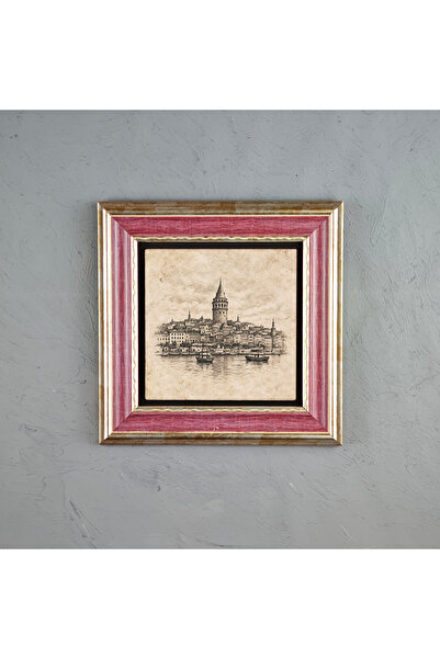 ermin İstanbul Galata Kulesi ve Tarihi Şehir Manzarası Vintage Doğal Limra Ta...