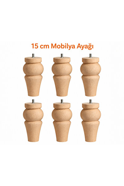 AHESAR TİCARET Ahesar Ahşap Dekoratif 6'lı Koltuk ve Dolap Ayağı, Ahşap Torna...