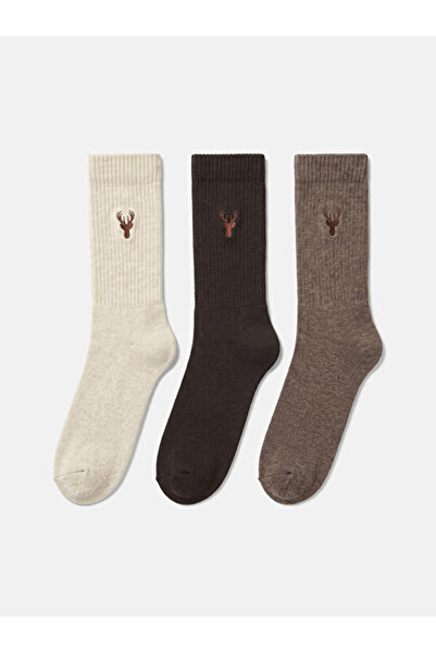 LC Waikiki Timeless Clothing & Timeless Choices Embroidered Men's Socks 3-Pack