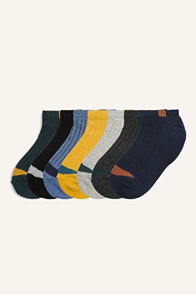 DeFacto 7 Pack Ribbed Cotton Bootie Socks for Boys I6824A8Ns