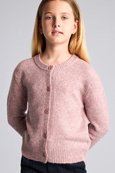 DeFacto Crew Neck Buttoned Knitwear Basic Cardigan Girls H5601A826Au