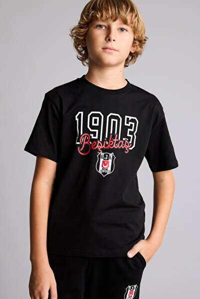 DeFacto Beşiktaş Printed Crew Neck Short Sleeve Printed T-Shirt Boys I7343A826Au