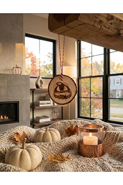 Generic Halloween Pumpkin Engrave Decor - Handcrafted Laser Engraved Wood Slice Hanging Wall & Door Ornament | Spooky Rustic Home Decor Accent for Living Room, Entryway & Office