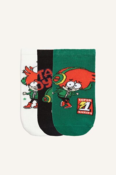 DeFacto Super 1 Set Character Printed 3-Piece Cotton Booties Socks for Boys I...