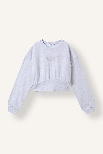 DeFacto Corset Detailed Stoned Fitted Sweatshirt for Girls I8477A826Au