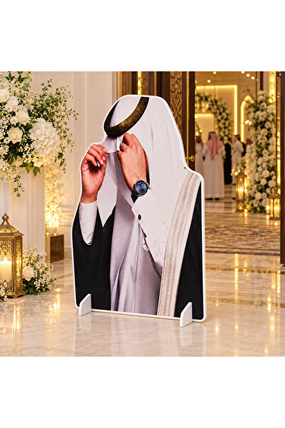 Generic Saudi Groom White Ghutra Wedding Foam Board Standee, 90 x 65 cm, 5 mm
