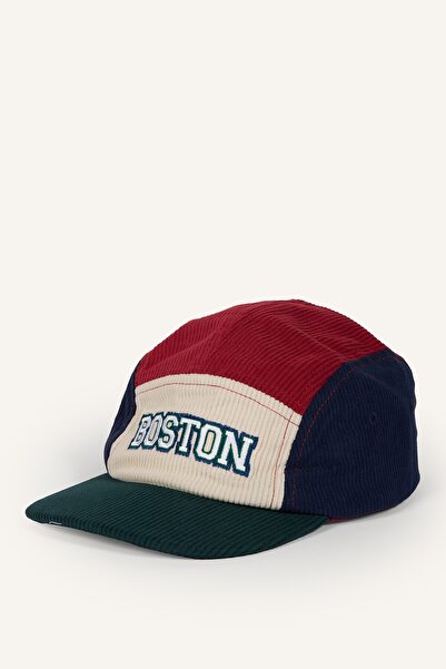 DeFacto Color Blocked Boston Embroidered Corduroy Cap Hat for Boys I0744A826Wn