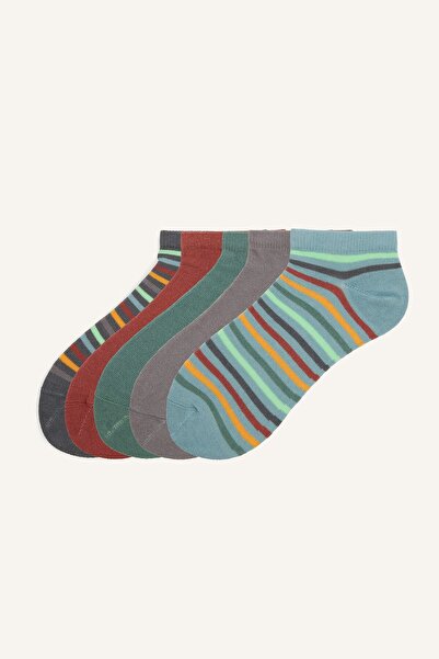 DeFacto 5 Pack Striped Cotton Booties Socks for Boys I6820A8Ns