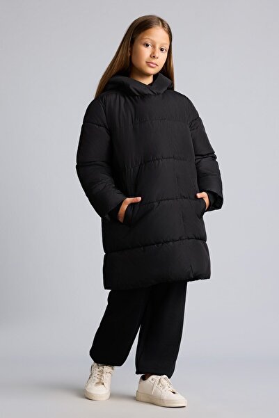 DeFacto Quilted Kangaroo Pocket Inflatable Hooded Parka for Girls H6145A826Wn