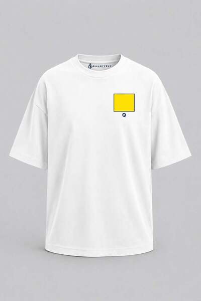 Bahriyeli Collection Υπερμεγέθη μπλουζάκι Unisex με στάμπα τσέπης με το γράμμα Q