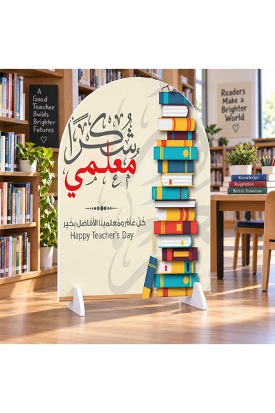 Generic حامل كتب من الفوم لعيد المعلم باللغة العربية مع أقدام داعمة، 90 × 65 سم